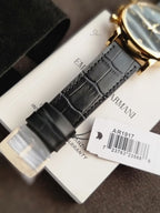 Emporio Armani Luigi Men's Chronograph Quartz Watch – 46mm Black Dial, Gold-Tone Case & Black Leather Strap – AR1917