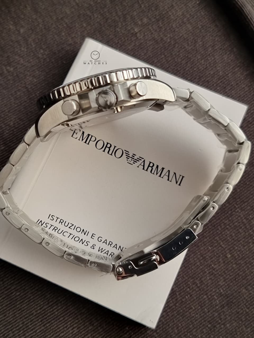 Emporio Armani World Explorer Men's Solar Chronograph Watch – 43.5mm Blue Dial, Silver Stainless Steel Bracelet – AR11681