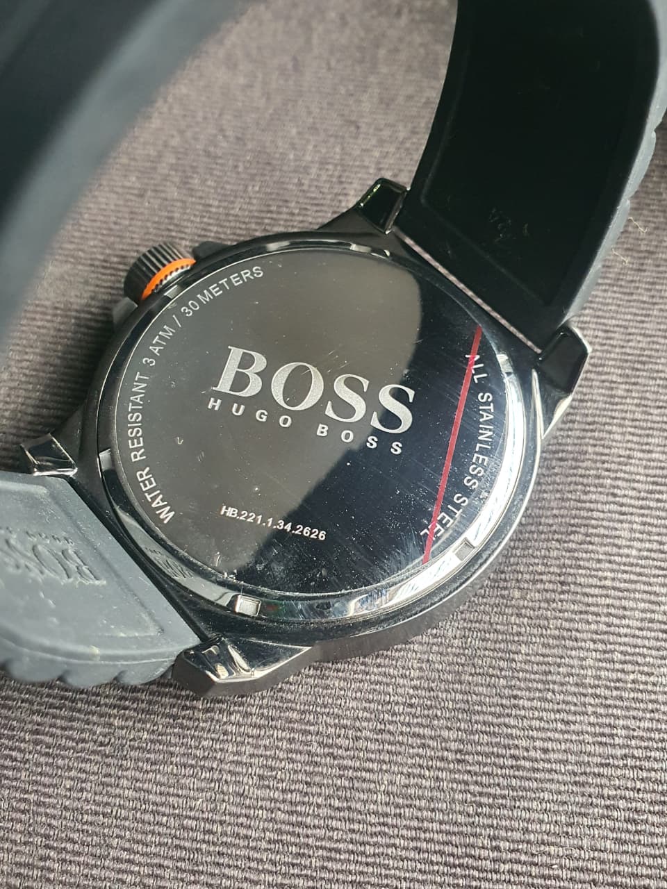 Hugo Boss Men's Quartz Watch – 50mm Black Dial, Stainless Steel Case & Black Rubber Strap