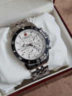 Swiss Military Hanowa Flagship Heritage Chronograph Men's Quartz Watch – 42mm Silver Dial & Stainless Steel Bracelet – SMWGI0007602