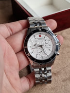 Swiss Military Hanowa Flagship Heritage Chronograph Men's Quartz Watch – 42mm Silver Dial & Stainless Steel Bracelet – SMWGI0007602