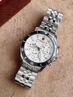 Swiss Military Hanowa Flagship Heritage Chronograph Men's Quartz Watch – 42mm Silver Dial & Stainless Steel Bracelet – SMWGI0007602