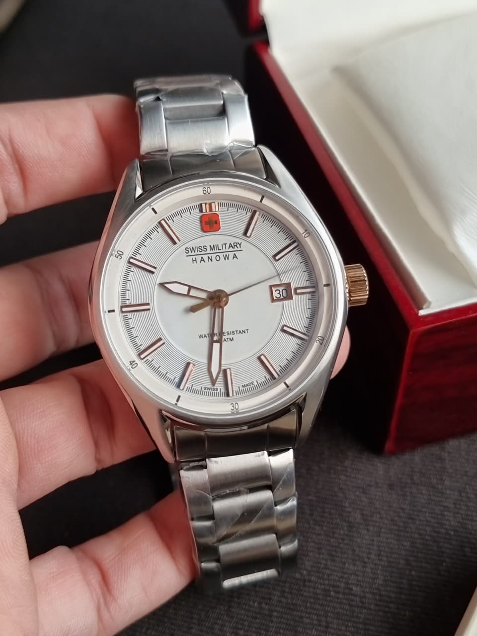Swiss Military Men's Quartz Watch – Stainless Steel Bracelet – SM14371JSTR.H01M