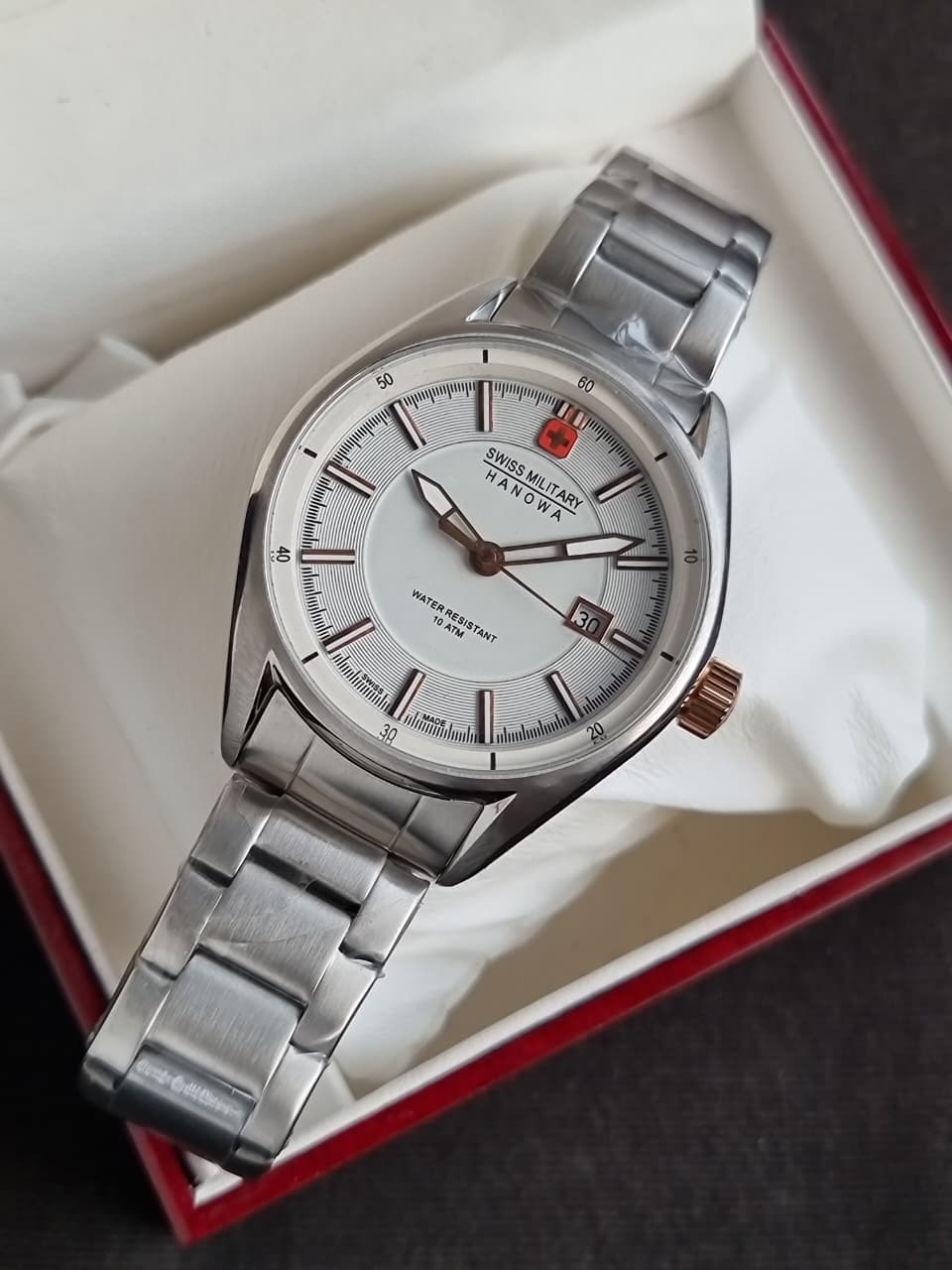 Swiss Military Men's Quartz Watch – Stainless Steel Bracelet – SM14371JSTR.H01M