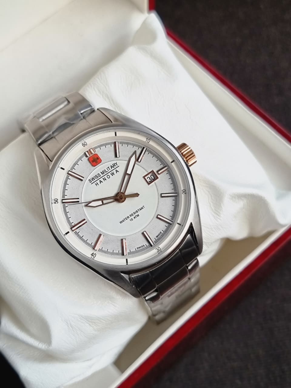 Swiss Military Men's Quartz Watch – Stainless Steel Bracelet – SM14371JSTR.H01M