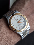 Omega Constellation 50th Anniversary Men's Automatic Watch – 35.5mm Silver Diamond Dial, Steel & Rose Gold Bracelet – 1304.35.00
