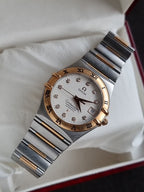 Omega Constellation 50th Anniversary Men's Automatic Watch – 35.5mm Silver Diamond Dial, Steel & Rose Gold Bracelet – 1304.35.00