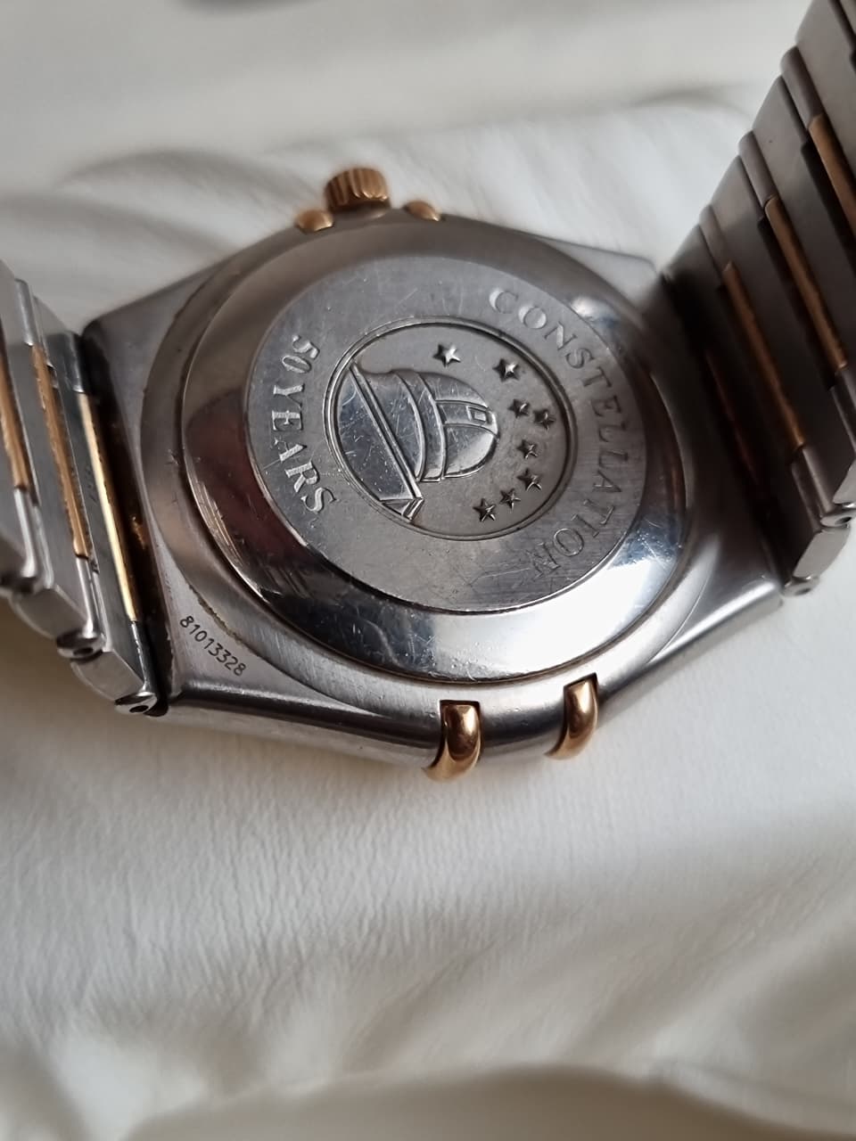 Omega Constellation 50th Anniversary Men's Automatic Watch – 35.5mm Silver Diamond Dial, Steel & Rose Gold Bracelet – 1304.35.00