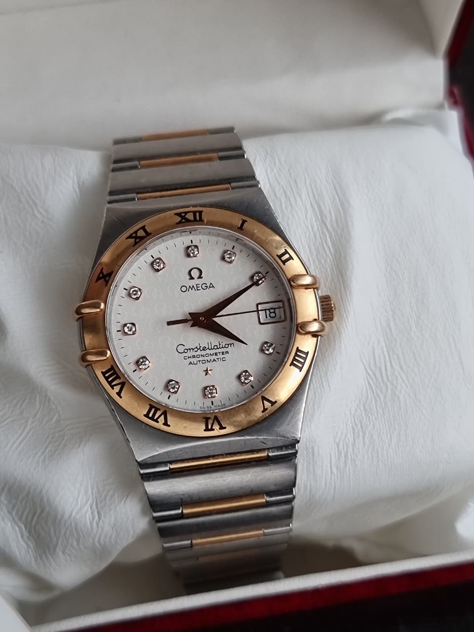 Omega Constellation 50th Anniversary Men's Automatic Watch – 35.5mm Silver Diamond Dial, Steel & Rose Gold Bracelet – 1304.35.00