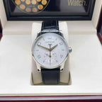 Montblanc TimeWalker Men's Automatic Watch – 39mm White Dial, Stainless Steel Case & Black Leather Strap – 110579