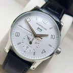 Montblanc TimeWalker Men's Automatic Watch – 39mm White Dial, Stainless Steel Case & Black Leather Strap – 110579