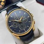 Tissot Couturier Men's Automatic Chronograph Watch – 43mm Black Dial, Rose Gold-Tone Case & Black Leather Strap – T035.614.36.051.01