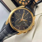 Tissot Couturier Men's Automatic Chronograph Watch – 43mm Black Dial, Rose Gold-Tone Case & Black Leather Strap – T035.614.36.051.01