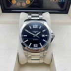 Longines Conquest Men's Quartz Watch – 41mm Black Dial & Stainless Steel Bracelet – L3.759.4.58.6