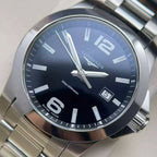 Longines Conquest Men's Quartz Watch – 41mm Black Dial & Stainless Steel Bracelet – L3.759.4.58.6