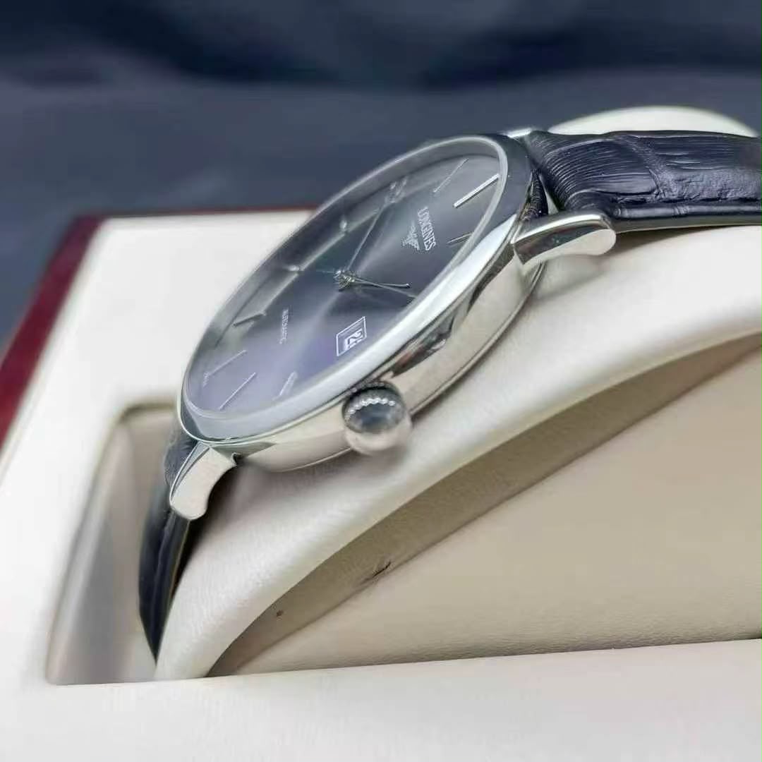 Longines Elegant Collection Men's Automatic Watch – 37mm Grey Dial, Stainless Steel Case & Black Alligator Leather Strap – L4.810.4.72.2