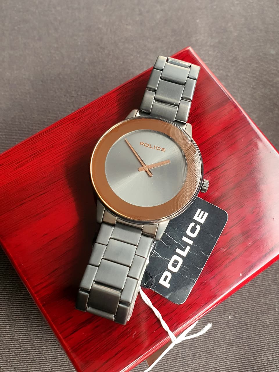 Police Sunrise Men's Quartz Watch – 43mm Grey Dial, Rose Gold-Tone Details & Gunmetal Stainless Steel Bracelet – PL.15386JSU/61M