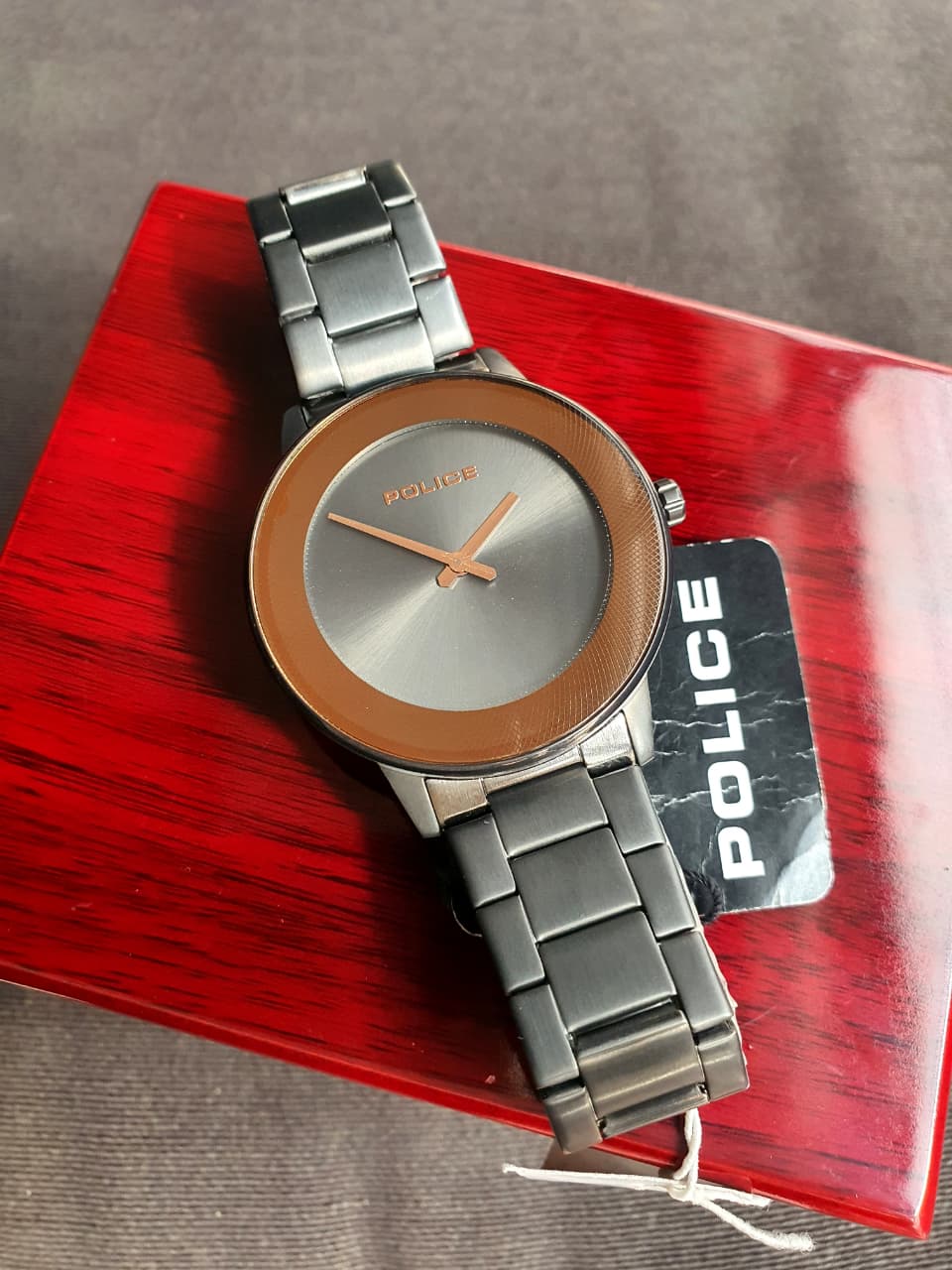 Police Sunrise Men's Quartz Watch – 43mm Grey Dial, Rose Gold-Tone Details & Gunmetal Stainless Steel Bracelet – PL.15386JSU/61M