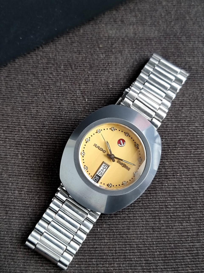 Rado DiaStar Men's Vintage Automatic Watch – 36mm Yellow Dial & Silver Stainless Steel Bracelet – 636.0309.3 Main Image