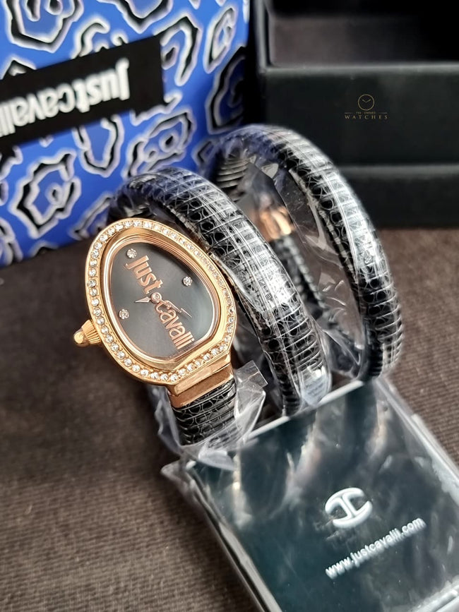 Just Cavalli Serpente Doppio Women's Quartz Watch – 22mm Black Dial & Black Stainless Steel Bracelet – JC1L163M0045 Hover Image