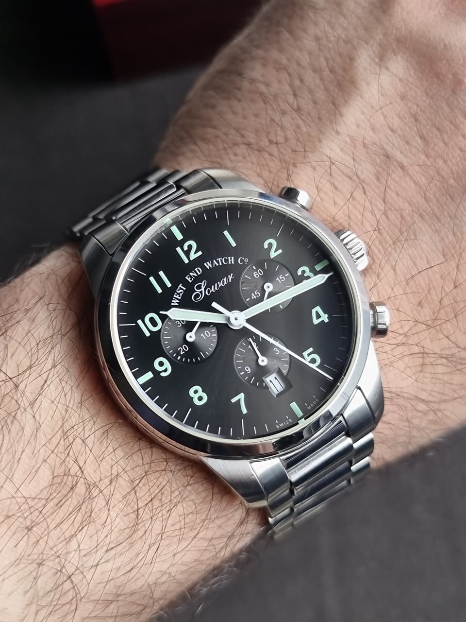 West End Everbright Men's Chronograph Quartz Watch – 40mm Black Dial & Stainless Steel Bracelet – 8091.10.3307W