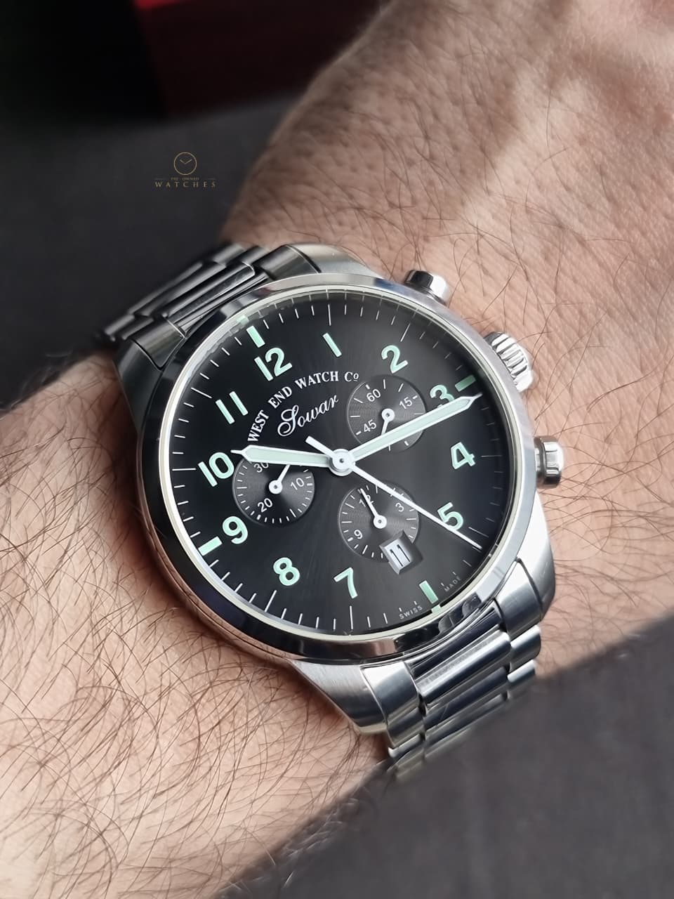 West End Everbright Men's Chronograph Quartz Watch – 40mm Black Dial & Stainless Steel Bracelet – 8091.10.3307W