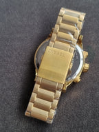 Diesel Men's Chronograph Quartz Watch – Gold Dial, Gold-Tone Case, 50mm