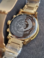 Diesel Men's Chronograph Quartz Watch – Gold Dial, Gold-Tone Case, 50mm