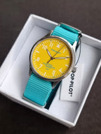 Pop Pilot Gents Watch Yellow Dial tifiney Blue Strap