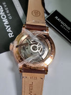 Raymond Weil Millesime Automatic Men's Watch 39mm – Silver Dial, Brown Leather Strap, Skeleton Case Back