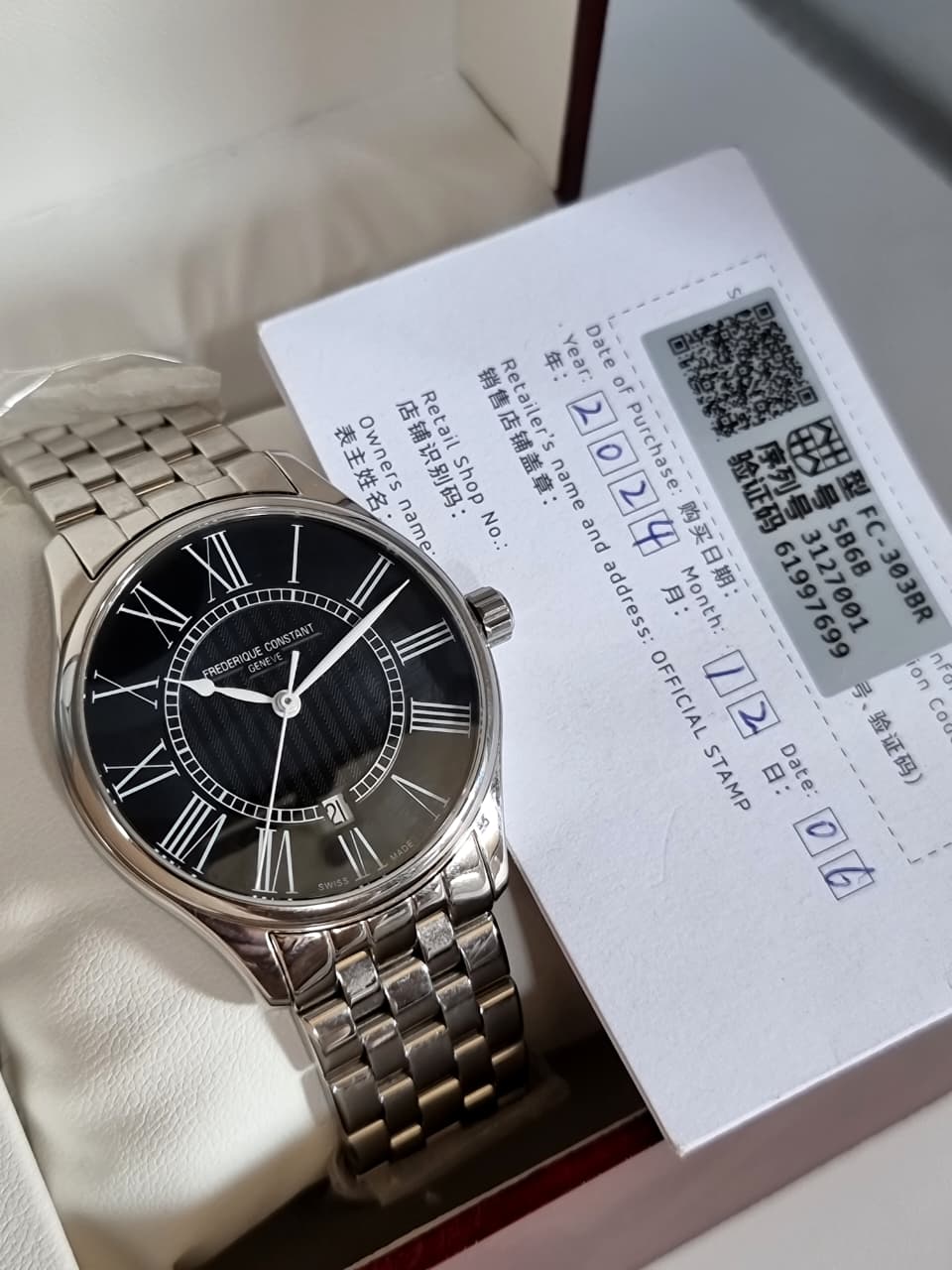 Frederique Constant Classics FC-303BR5B6B Automatic Swiss Men's Watch 40mm – Black Roman Dial