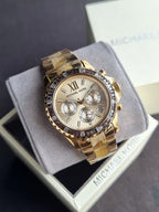 MICHAEL KORS Everest Light Champagne Dial Gold-tone and Horn Acetate Ladies Watch MK5874