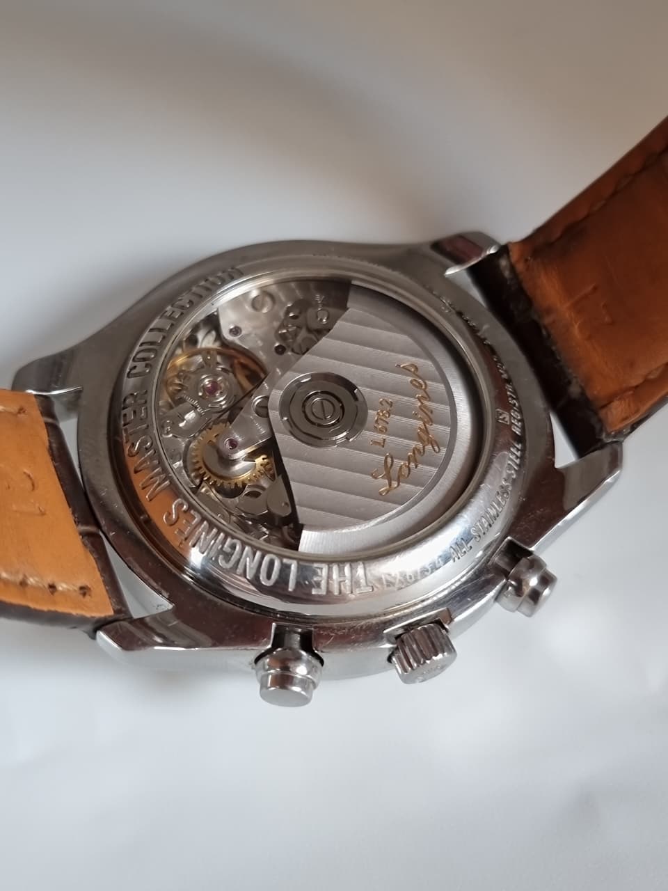 Longines Master Collection Men's Automatic Chronograph Moonphase Watch – 40mm Silver Barleycorn Dial & Brown Alligator Leather Strap – L2.673.4.78.3