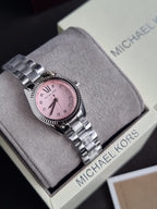 Michael Kors Lexington Petite Women's Quartz Watch – 26mm Pink Dial, Crystal Hour Markers & Silver Stainless Steel Bracelet – MK4996