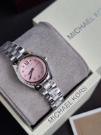 Michael Kors Lexington Petite Women's Quartz Watch – 26mm Pink Dial, Crystal Hour Markers & Silver Stainless Steel Bracelet – MK4996