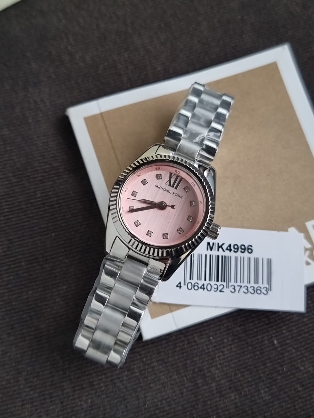 Michael Kors Lexington Petite Women's Quartz Watch – 26mm Pink Dial, Crystal Hour Markers & Silver Stainless Steel Bracelet – MK4996