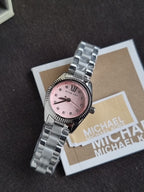 Michael Kors Lexington Petite Women's Quartz Watch – 26mm Pink Dial, Crystal Hour Markers & Silver Stainless Steel Bracelet – MK4996
