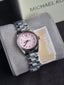 Michael Kors Lexington Petite Women's Quartz Watch – 26mm Pink Dial, Crystal Hour Markers & Silver Stainless Steel Bracelet – MK4996