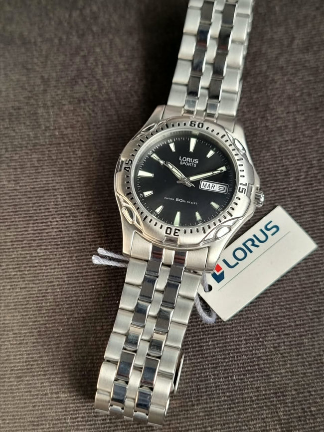 Lorus Sub Brand Of Seiko Gents Watch Black dial Rotating Bezel Quartz Watch Hover Image