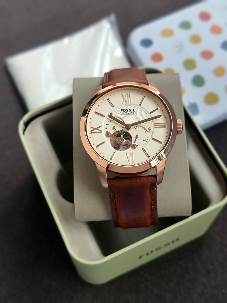 Fossil Townsman Automatic Dark Brown Leather Watch ME3105