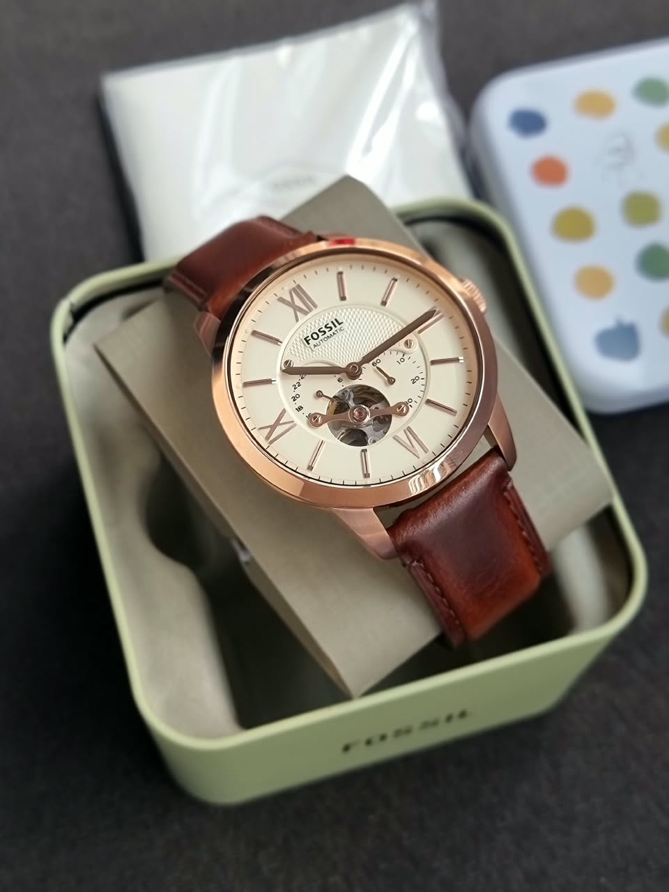 Fossil Townsman Automatic Dark Brown Leather Watch ME3105