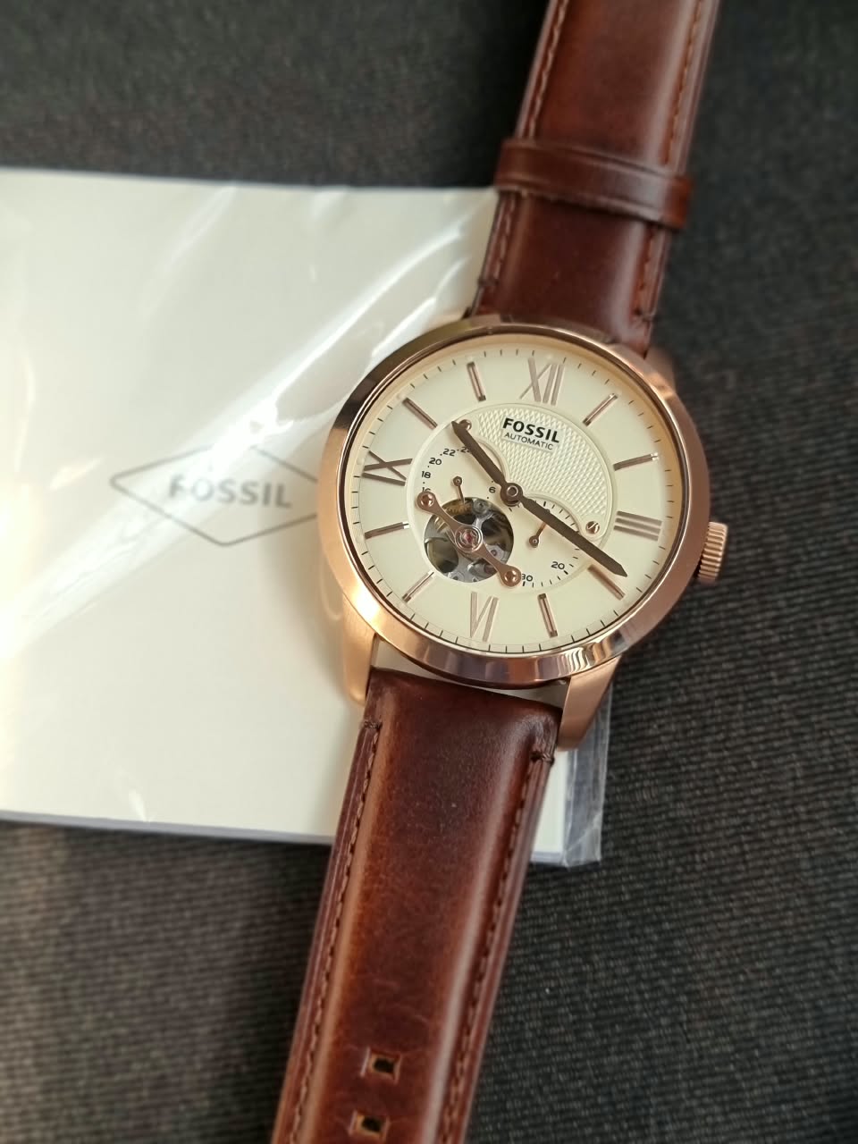Fossil Townsman Automatic Dark Brown Leather Watch ME3105