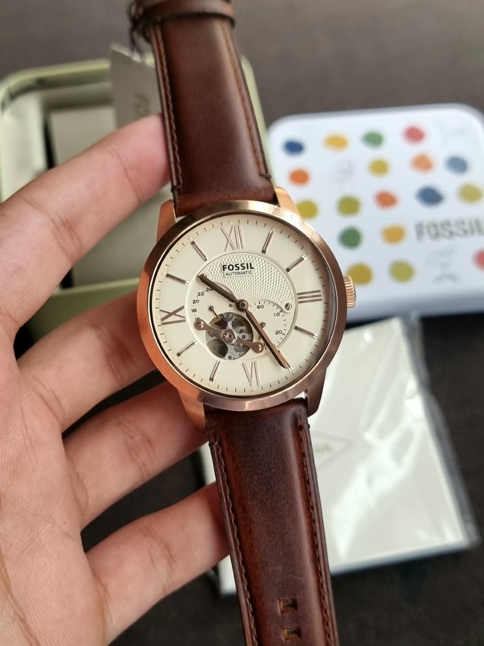 Fossil Townsman Automatic Dark Brown Leather Watch ME3105