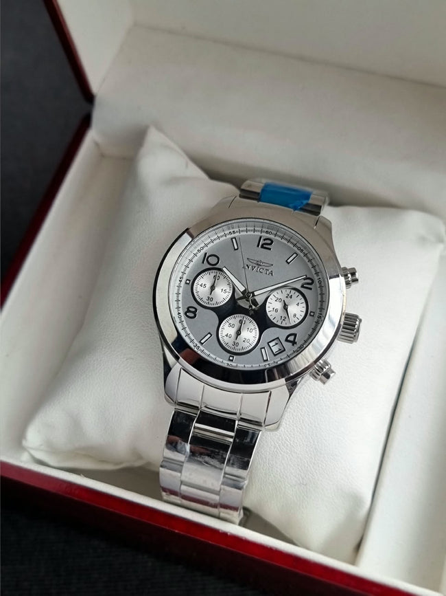 Invicta Angel Women's Quartz Chronograph Watch – 38mm Silver Dial & Stainless Steel Bracelet – 19216 Hover Image
