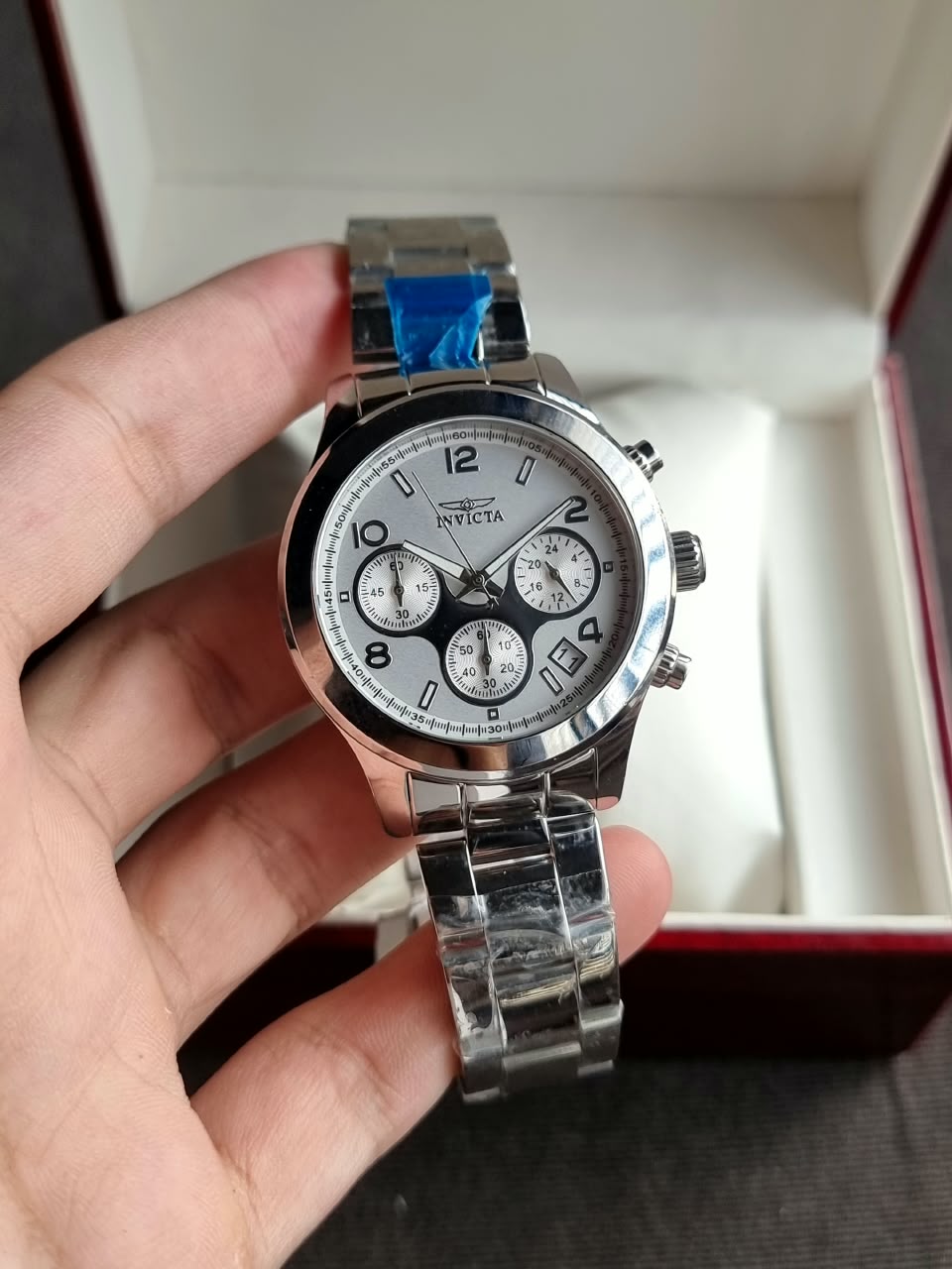 Invicta Angel Women's Quartz Chronograph Watch – 38mm Silver Dial & Stainless Steel Bracelet – 19216