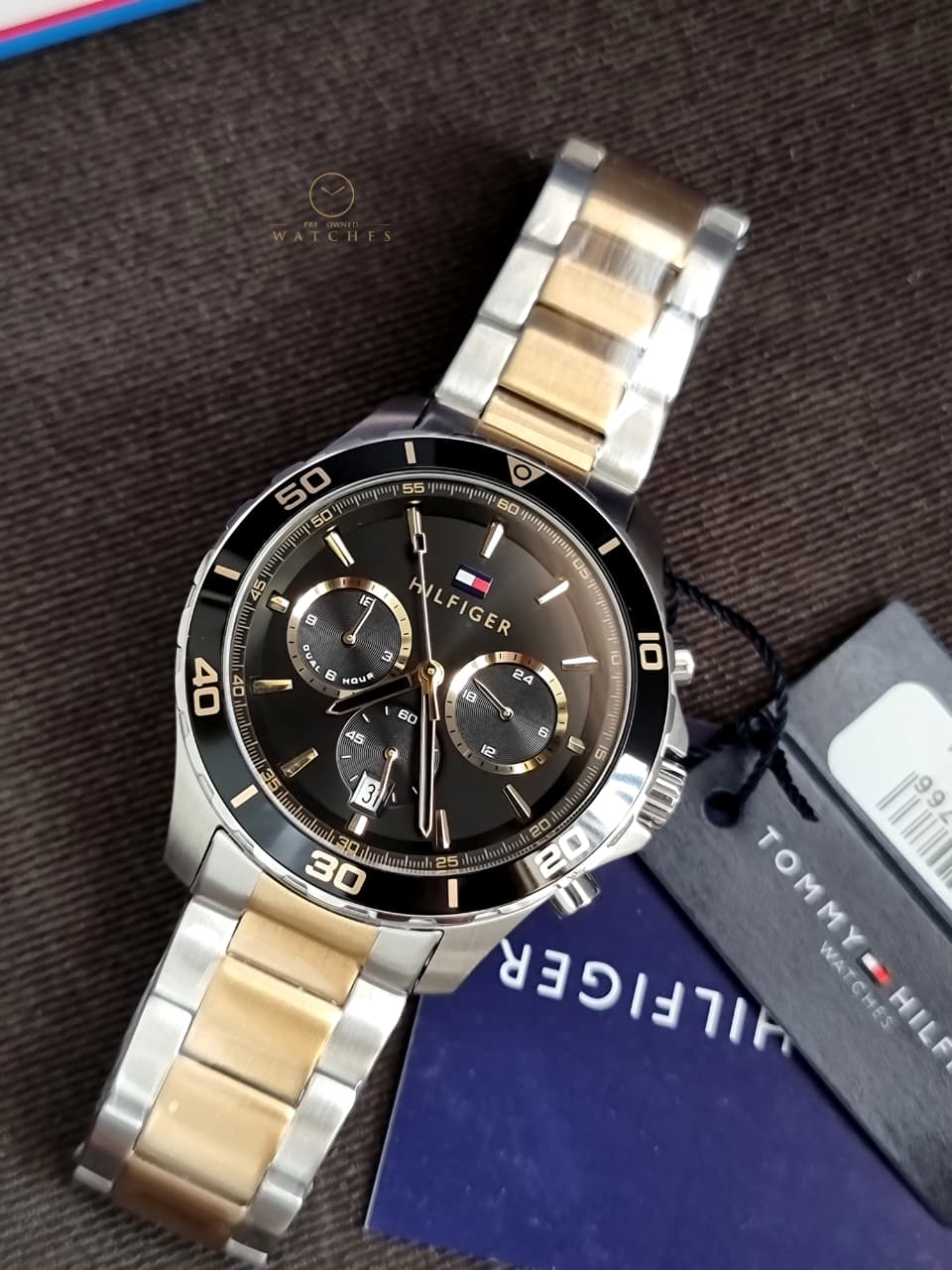 Tommy Hilfiger Jordan 1792095 Black Dial Two-Tone Stainless Steel Men's Chronograph Watch