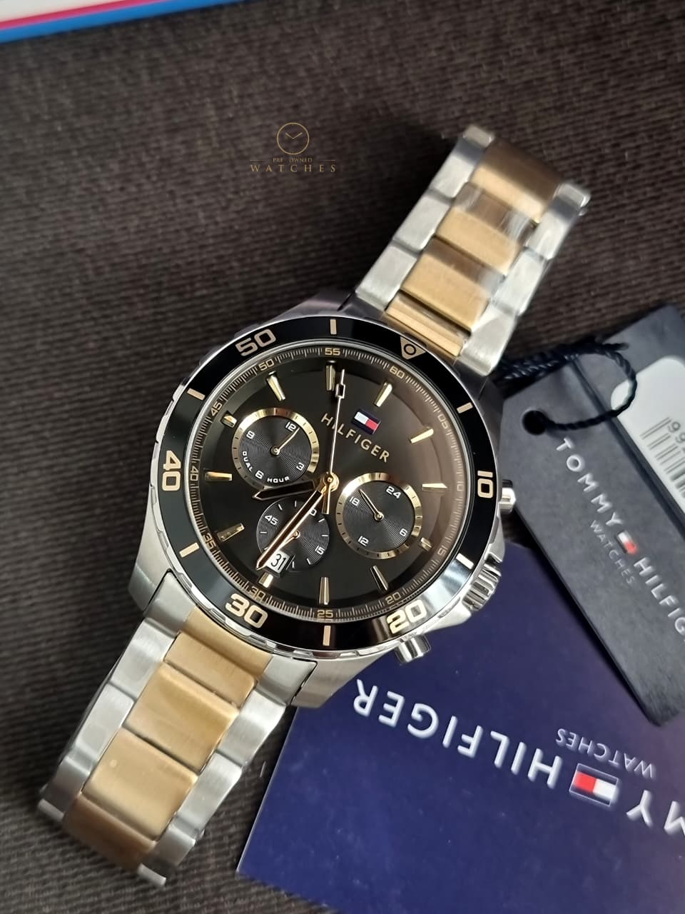 Tommy Hilfiger Jordan 1792095 Black Dial Two-Tone Stainless Steel Men's Chronograph Watch
