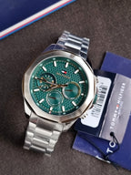 Tommy Hilfiger Lars 1710651 Green Dial Silver Stainless Steel Men's Quartz Watch