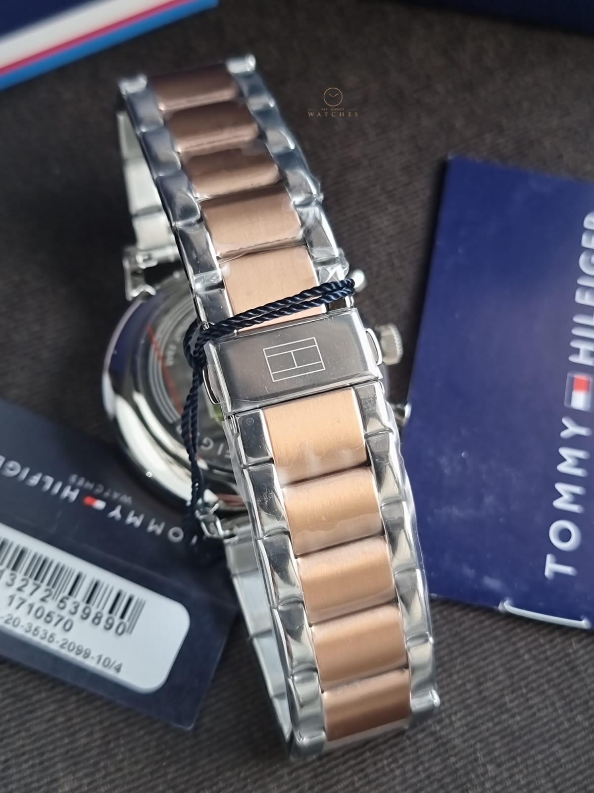Tommy Hilfiger Legend 1710570 Black Skeleton Dial Two-Tone Stainless Steel Men's Quartz Watch