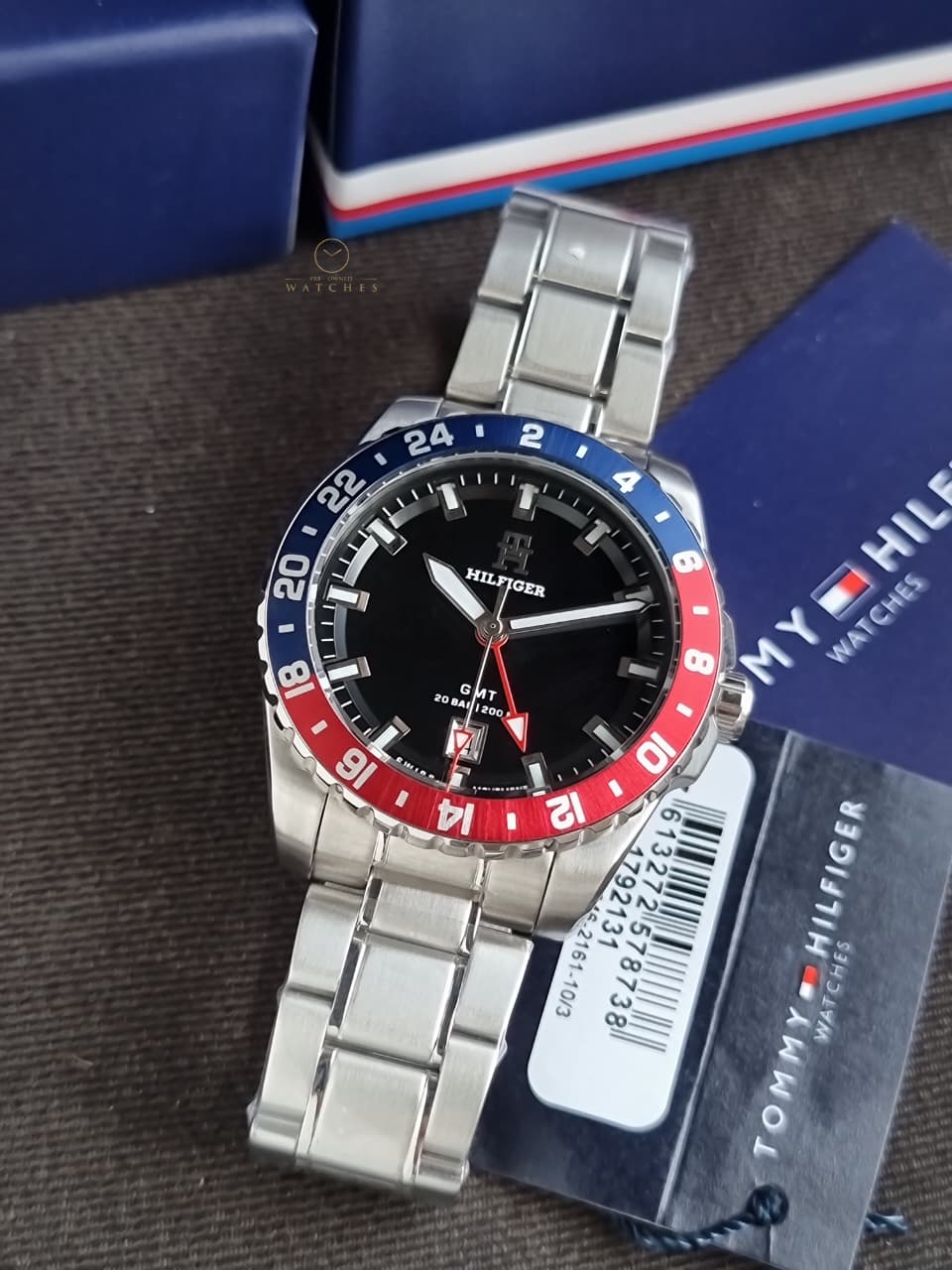 Tommy Hilfiger TH85 GMT 1792131 Black Dial Silver Stainless Steel Men's Quartz Watch